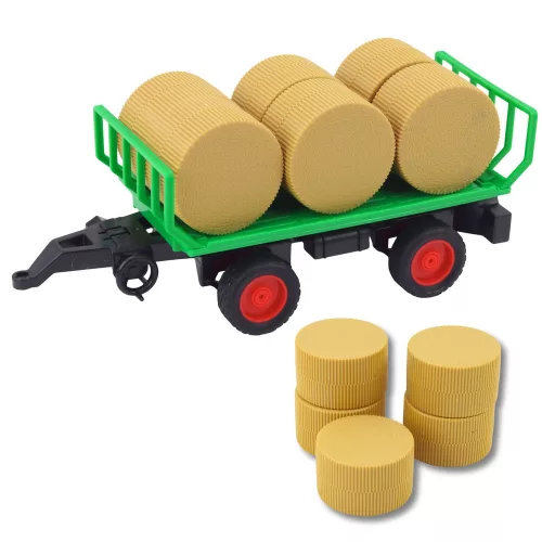 Traktor pótkocsival széna hang- és fényeffektekkel 37,5 cm