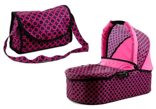 2 az 1-ben baba forgóváz és babakocsi Alice - rózsaszín, fekete pontokkal