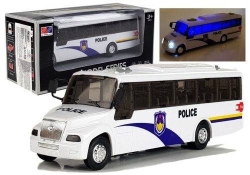 Rendőrbusz Die Cast Model fehér fényekkel