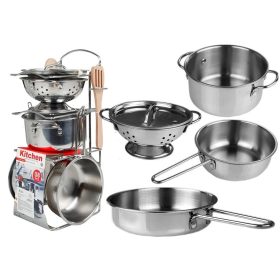 Rozsdamentes acél edények és serpenyők miniatűr 8 db