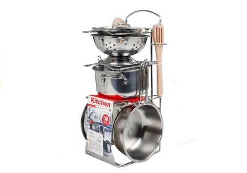 Rozsdamentes acél edények és serpenyők miniatűr 8 db