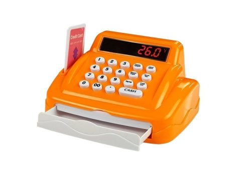 Rózsaszín kocsi pénztárgép tartozékokkal