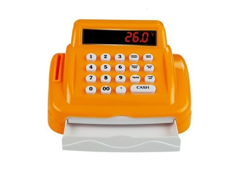 Rózsaszín kocsi pénztárgép tartozékokkal