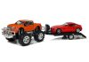 Járműkészlet Narancssárga Monster Truck Piros BMW Caravan 58 cm