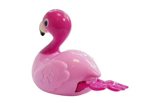 Fürdő flamingó úszik a vízen
