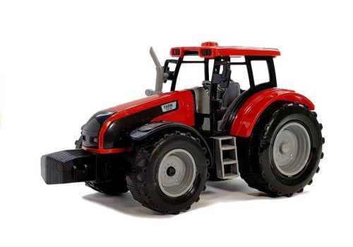 Traktor pótkocsival, gereblyével és piros tankerrel