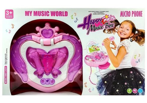 Zenedoboz állványon Mikrofonos hangszóró Rózsaszín