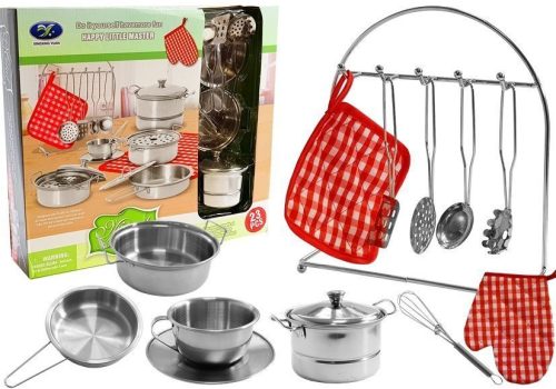 Rozsdamentes acél edénykészlet gyerekeknek, 23 elem