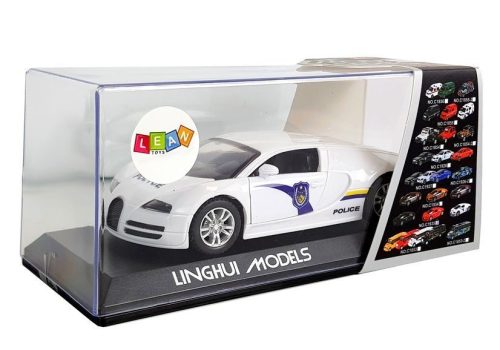 Sportautó rendőrségi sötét szélvédők feszítő fehér fény hanggal