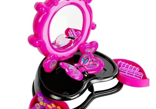 Fényes fésülködőasztal fodrászfonat hangokkal és fényekkel