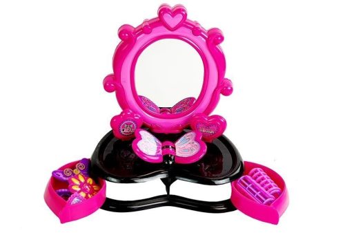 Fényes fésülködőasztal fodrászfonat hangokkal és fényekkel