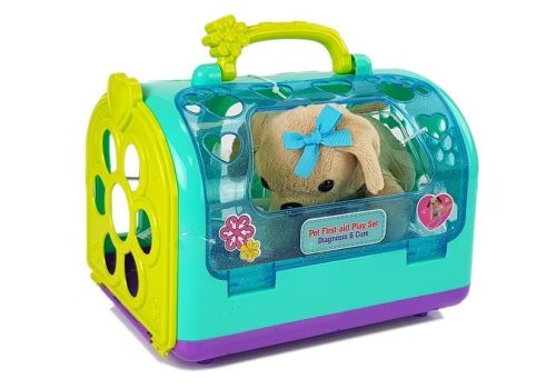 Állatorvos szett kutyával és szállítóval