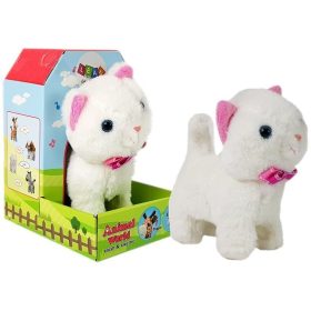 Interaktív macskafehér hangon sétál és énekel