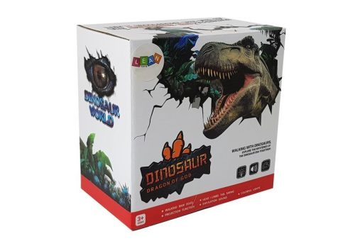 A zöld dinoszaurusz elemekkel mozog a hangprojektorral