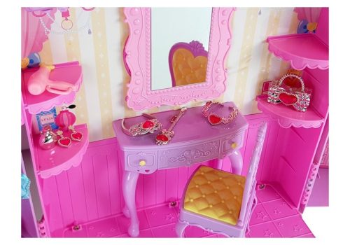 Öltöző fénnyel és tükörrel. 26 cm baba. Ruhakészlet. Kiegészítők