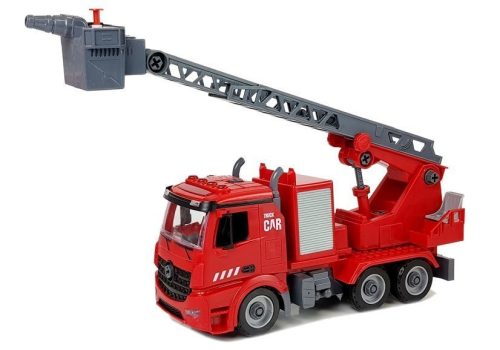 DIY Firetruck 2 az 1-ben készlet Kivehető emelők Csavarhúzó Hang Fényeffektusok Sisak