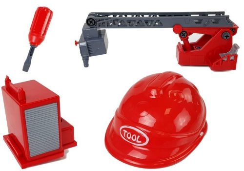 DIY Firetruck 2 az 1-ben készlet Kivehető emelők Csavarhúzó Hang Fényeffektusok Sisak
