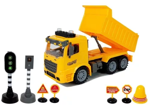 Billenős készlet 1:14 Útjelző táblák Sebességmérő kamera Sárga