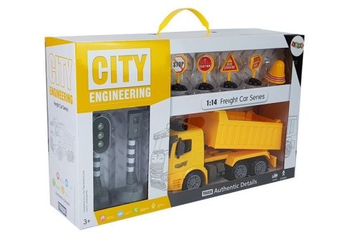 Billenős készlet 1:14 Útjelző táblák Sebességmérő kamera Sárga