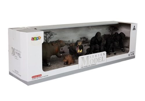 Szafari állatok vízilovak gorillák figurakészlet