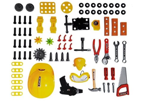 Barkácskészlet elemekkel 3 az 1-ben bőrönd műhely 85 elem 56 cm