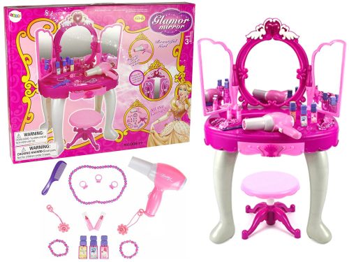 Hatalmas mesebeli hercegnő fésülködőasztal szék tükör