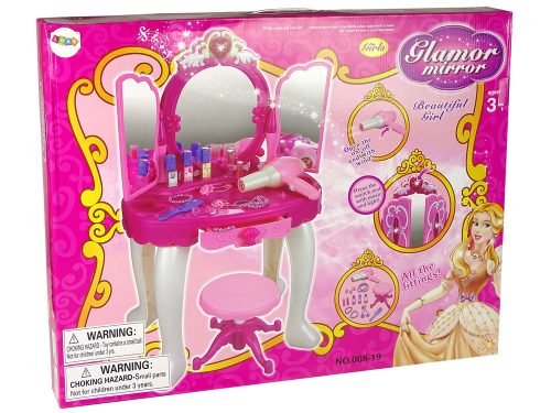 Hatalmas mesebeli hercegnő fésülködőasztal szék tükör