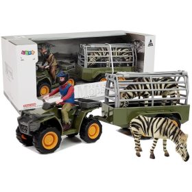 Quad egy Trailer Transporter Figurines Zebra-val