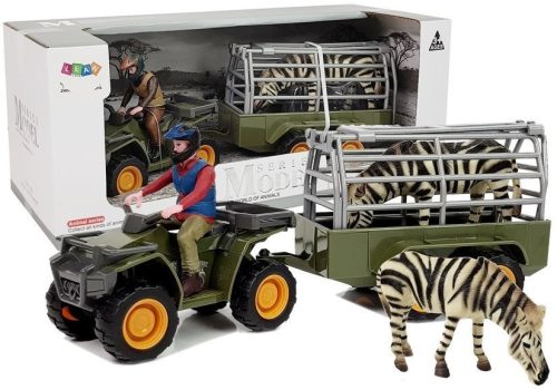 Quad egy Trailer Transporter Figurines Zebra-val