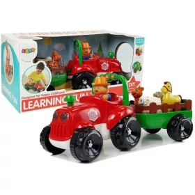   Traktor utánfutóval, állatok bébijátékhoz, elemek, fények, hang