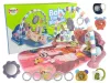 Baba szőnyeg habszivacs csörgővel, rágókagyűrűvel, tükörhanggal, rózsaszín