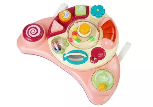 Interaktív Baba Panel Toy Music Animal Pink