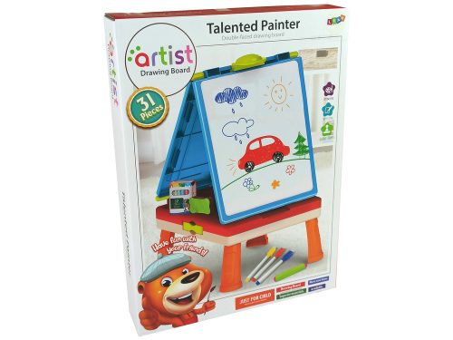 3 az 1-ben Mágneses krétás tábla, kék asztal játékokhoz