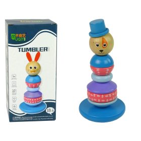   Fából készült oktatási piramis kutya kalapos egyensúlyozó toronnyal