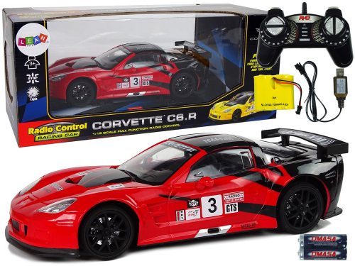 Versenyautó Távirányítós 1:18 Corvette C6.R Piros 2.4 G Fényekkel