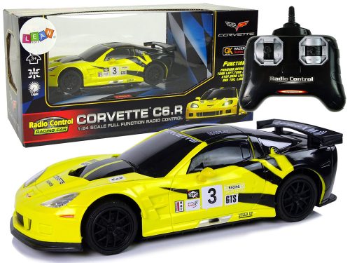 Sportautó R/C 1:24 Corvette C6.R sárga 2,4 G lámpák