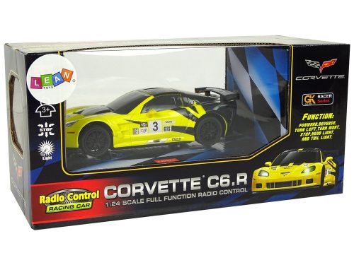 Sportautó R/C 1:24 Corvette C6.R sárga 2,4 G lámpák