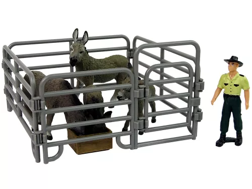Négy szamár farmer kerítés figurakészlet szürke