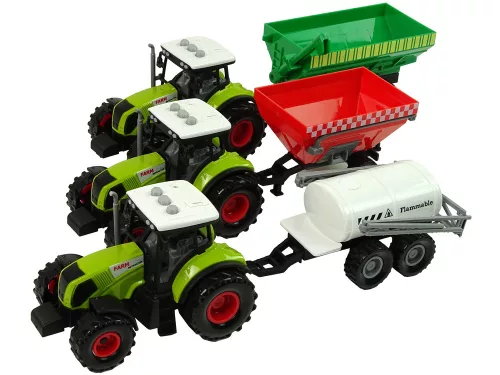 Három traktor pótkocsi permetező mezőgazdasági traktor készlet