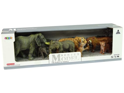 Afrika elefántok tigrisek vadon élő állatok figurakészlet