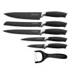 Royalty Line RL-6MSTK: 7-Piece Non-Stick Knife Set with Block - Black