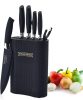 Royalty Line RL-6MSTK: 7-Piece Non-Stick Knife Set with Block - Black