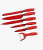 Royalty Line RL-6MSTR: 7-Piece Non-Stick Knife Set with Block - Red