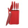 Royalty Line RL-6MSTR: 7-Piece Non-Stick Knife Set with Block - Red