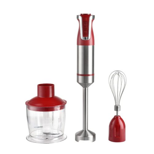 Royalty Line RL-ESMS800RED: 3-in-1 Hand Blender Set - Power Whisk, Immersion Blender, Chopper - Red