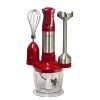 Royalty Line RL-ESMS800RED: 3-in-1 Hand Blender Set - Power Whisk, Immersion Blender, Chopper - Red