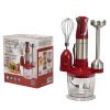 Royalty Line RL-ESMS800RED: 3-in-1 Hand Blender Set - Power Whisk, Immersion Blender, Chopper - Red