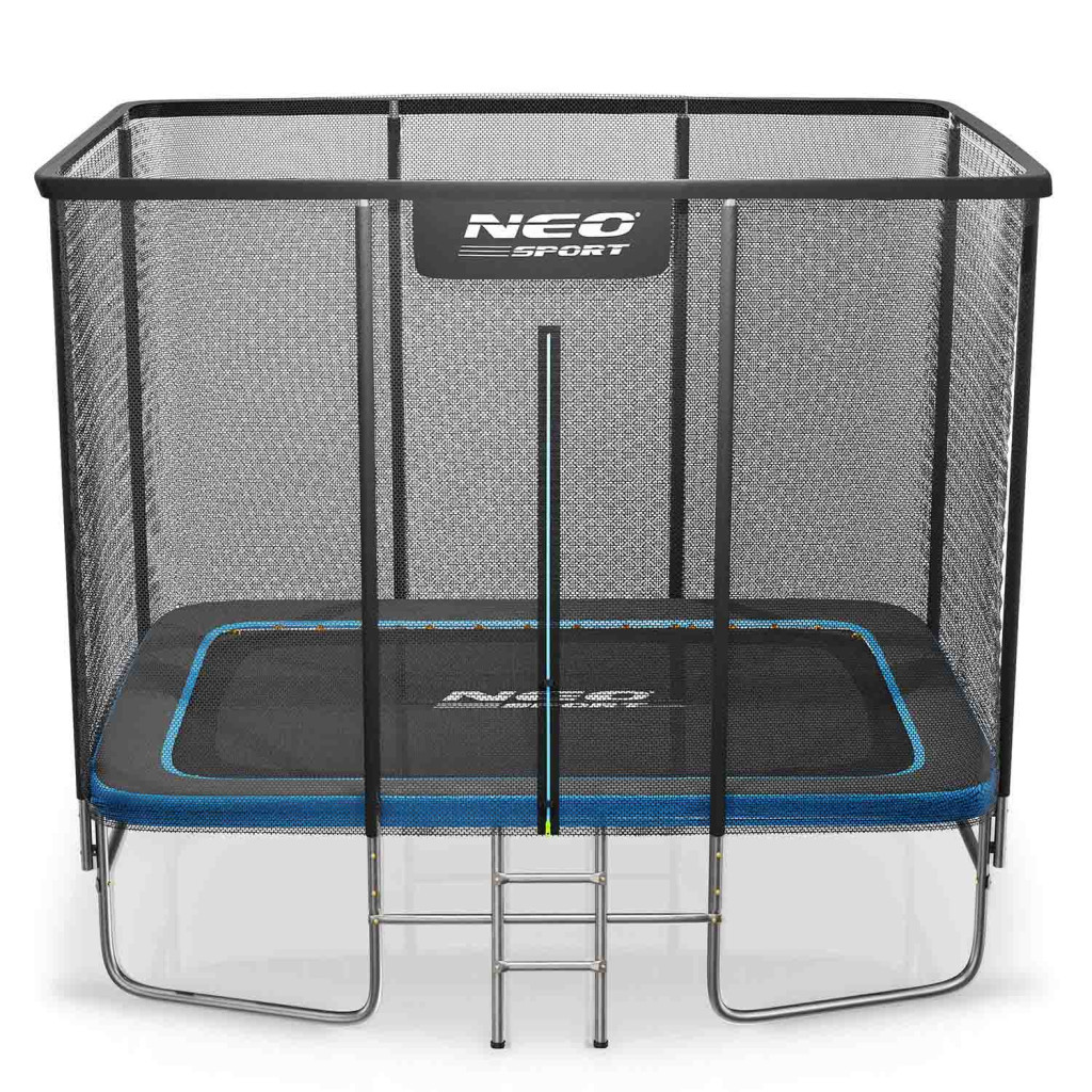 Neo-Sport téglalap alakú kerti trambulin 10x7 láb / 305x213 cm kültéri hálóval és létrával