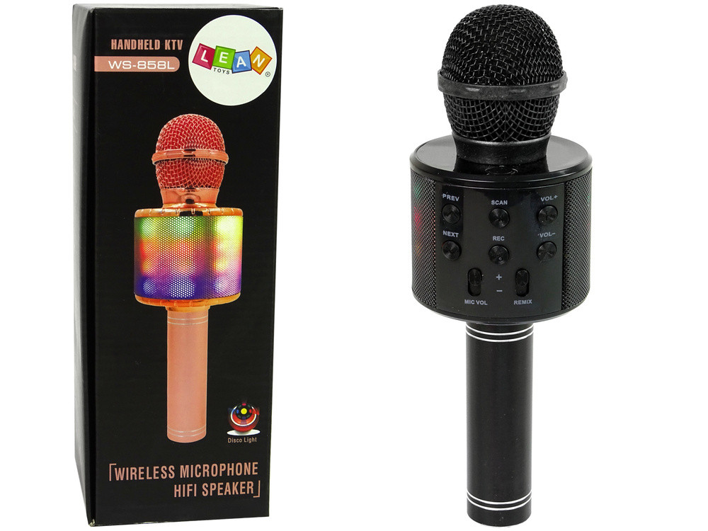 Vezeték nélküli mikrofon USB hangszóró karaoke felvevő WS-858 modell fekete