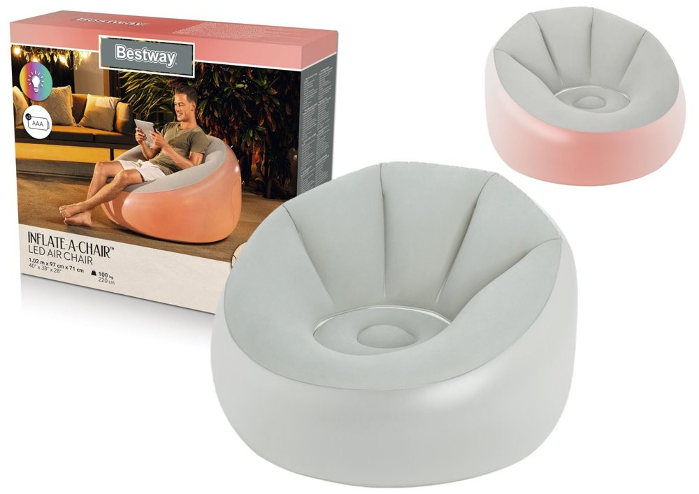 Bestway 75086 felfújható megvilágított karosszék 102 x 97 x 71 cm